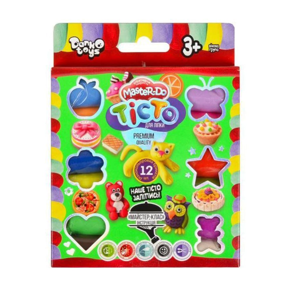 

Дитячий набір тіста для ліплення Danko Toys Master Do, від 3 років, 12*20 г (TMD-02-04)
