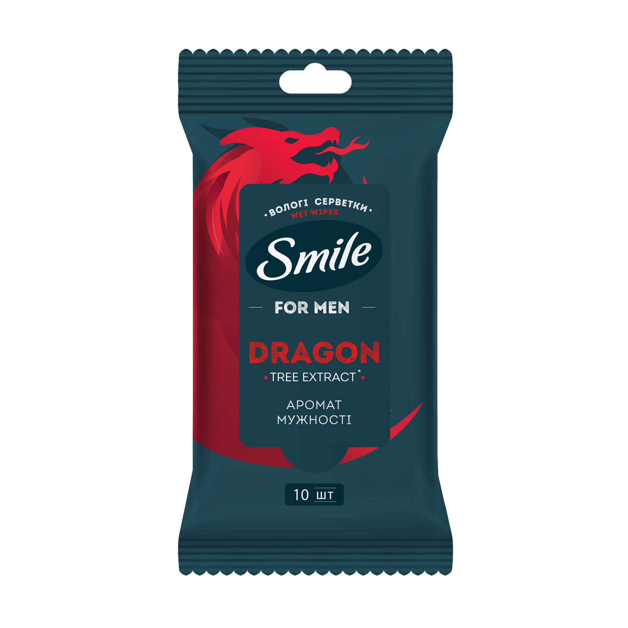 

Вологі серветки Smile For Men з екстрактом дерева дракона, 10 шт