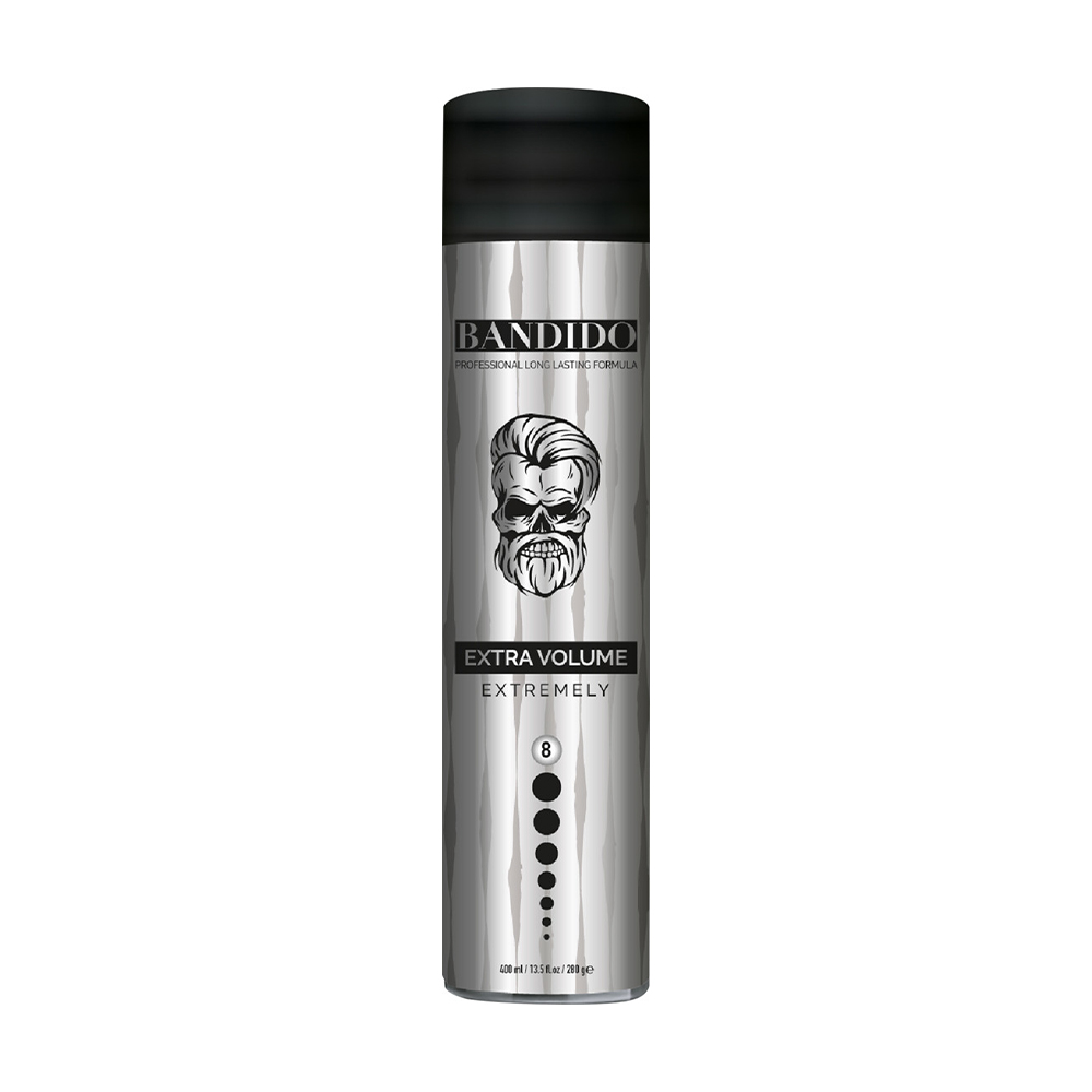 

Чоловічий лак для волосся Bandido Extra Volume Extreme Silver фіксація 8, 400 мл