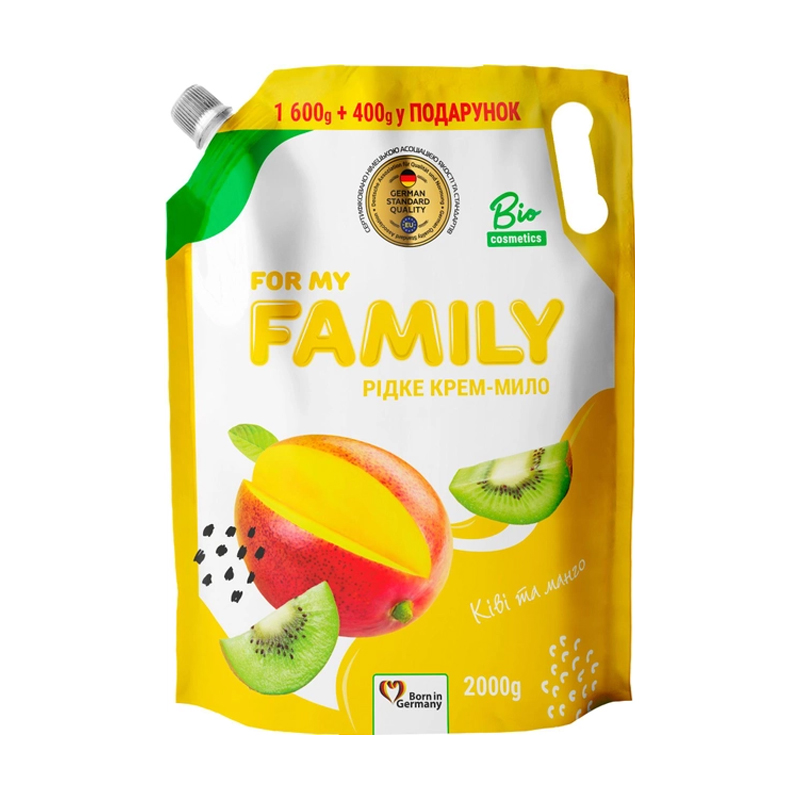 

Рідке крем-мило For My Family Ківі та манго, 2 кг (дойпак)