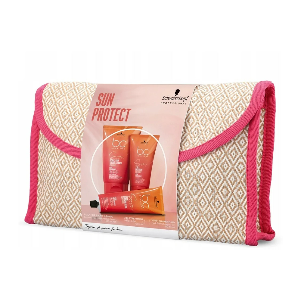 

Набір для волосся Schwarzkopf Professional BC Bonacure Sun Protect Travel Kit (шампунь, 100 мл + флюїд, 100 мл + маска, 75 мл + сумка)