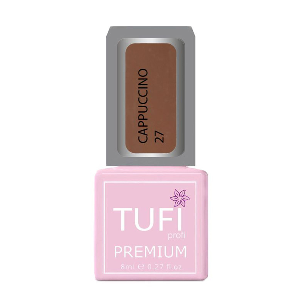 

Уцінка! Гель-лак для нігтів Tufi Profi Premium Cappuccino 27 Персиковий пух з блиском, 8 мл