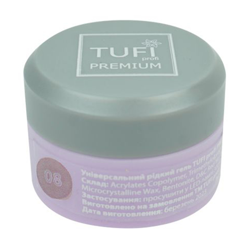 

Уцінка! Універсальний рідкий полігель для нігтів Tufi Profi Premium Smart Gel 08 Вуаль, 5 мл