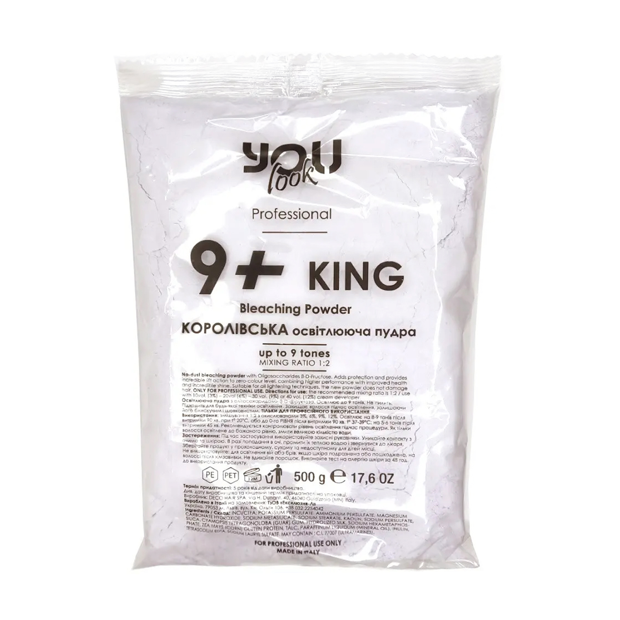 

Освітлювальна пудра для знебарвлення волосся до 9 тонів You Look Professional 9+ King, інтенсивно-фіолетова 500 г