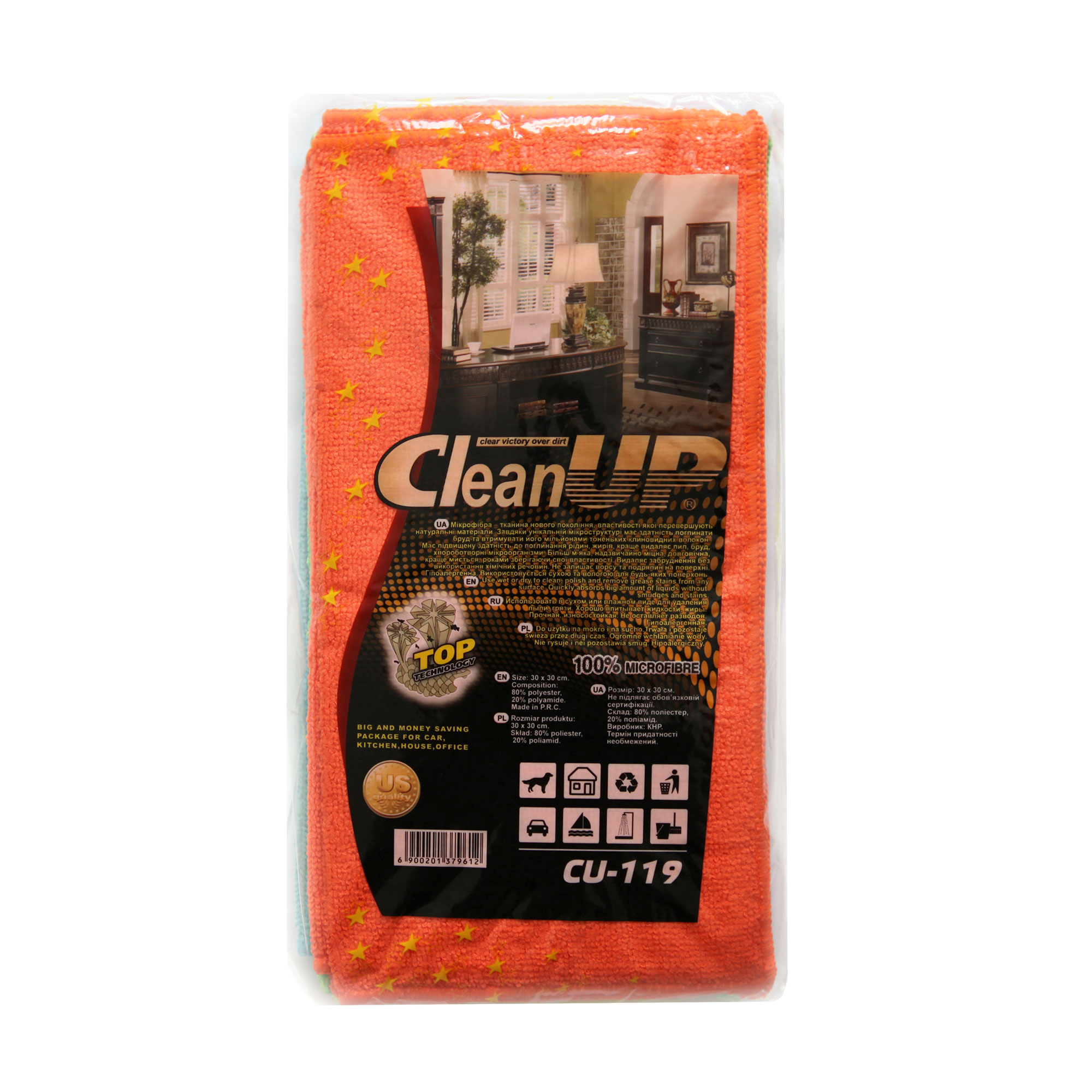 

Універсальна серветка CleanUP CU-119 з мікрофібри, 30*30 см, 15 шт