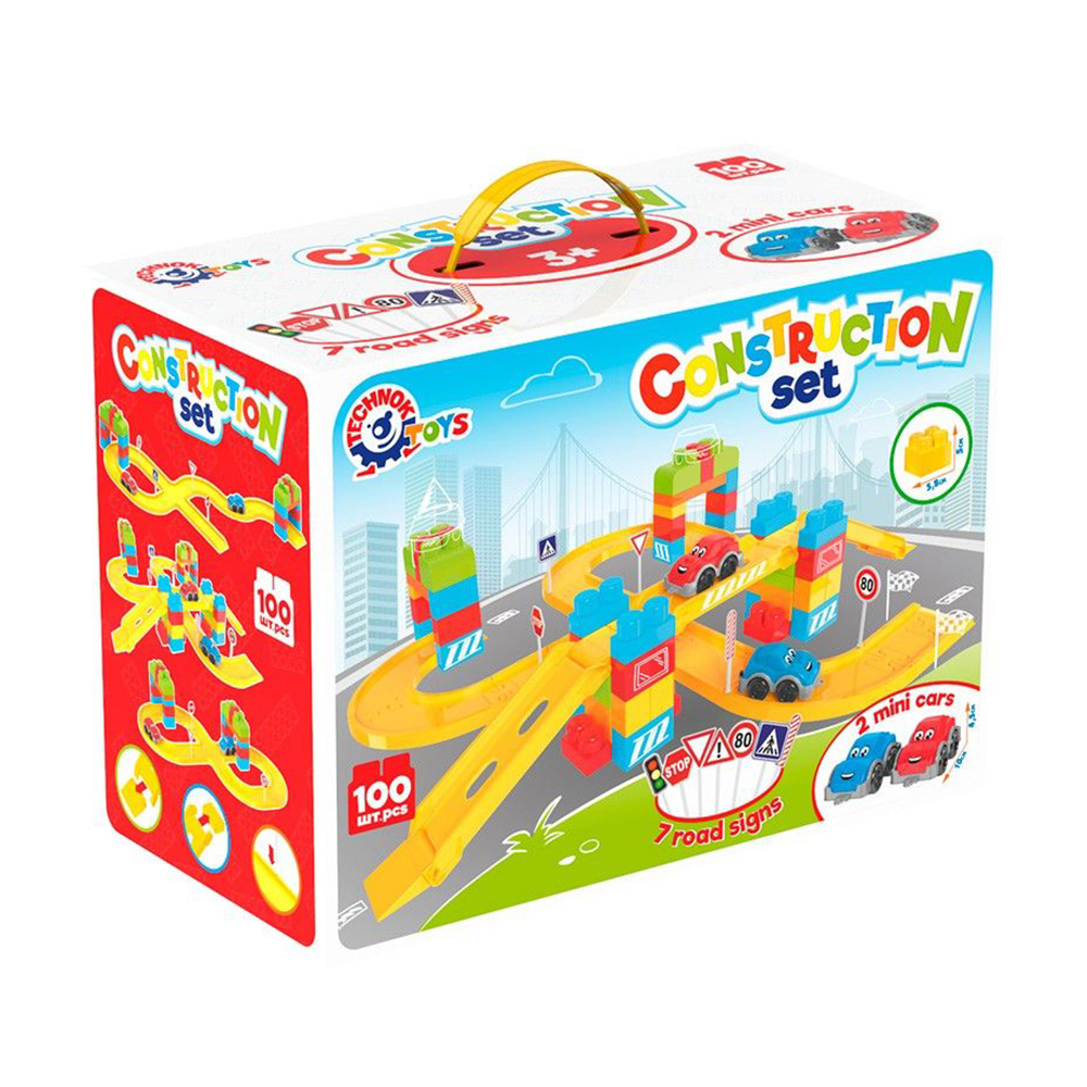 

Дитячий конструктор TechnoK Construction Set із треком, 100 елементів, від 3 років (8324)