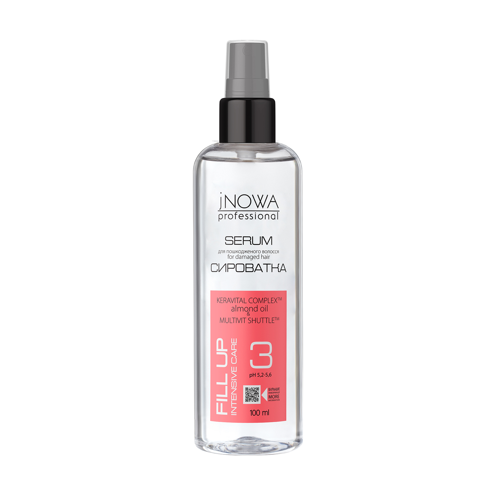 

Інтенсивно відновлювальна сироватка jNOWA Professional Fill Up Intensive Care Serum для пошкодженого волосся, 100 мл