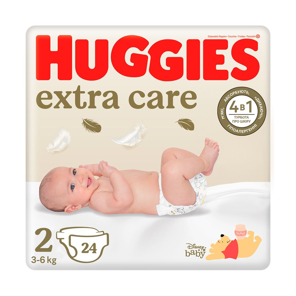 

Уцінка! Підгузки Huggies Extra Care Jumbo розмір 2 (3-6 кг), 24 шт