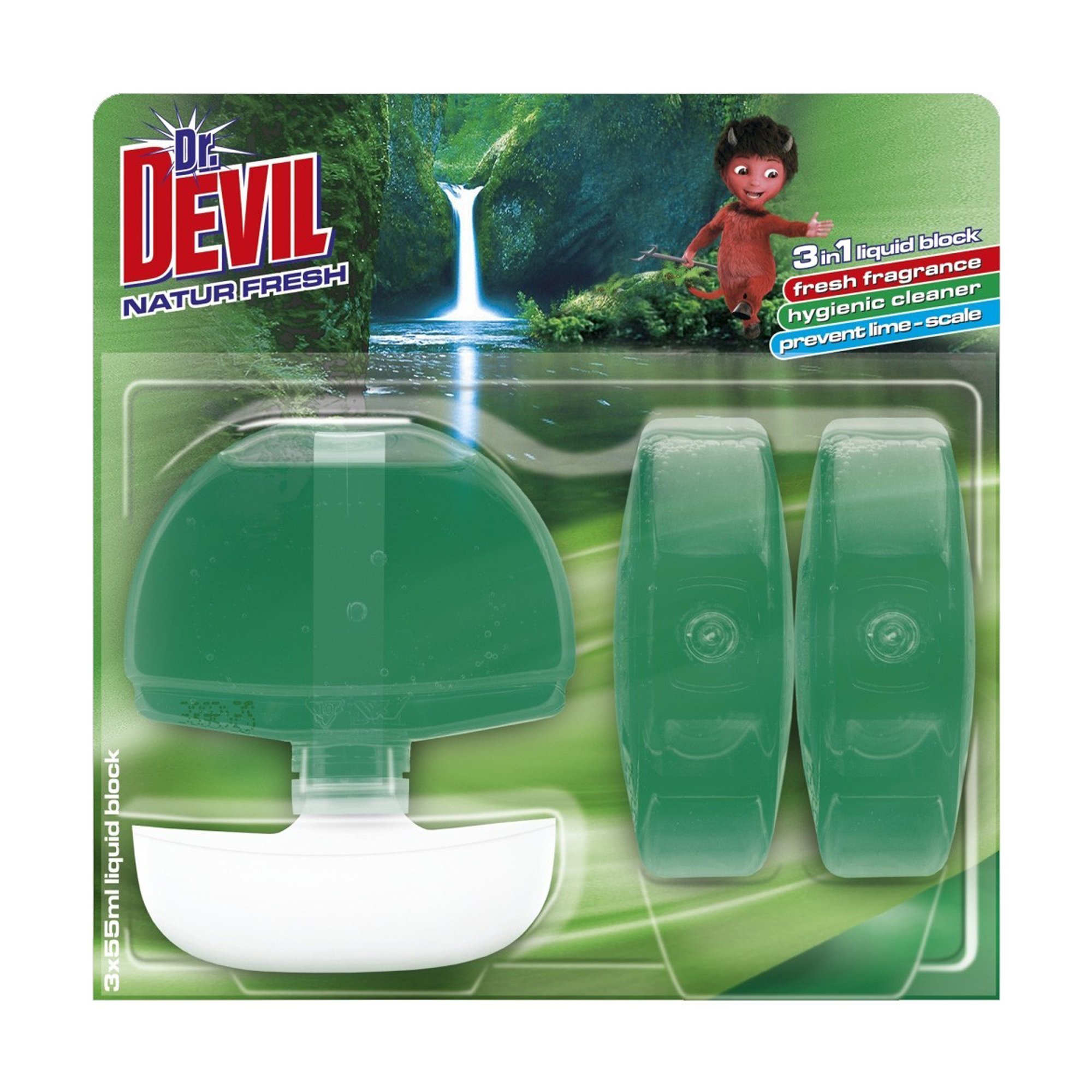 

Туалетний блок для унітазу Dr. Devil Природна свіжість, 3*55 мл