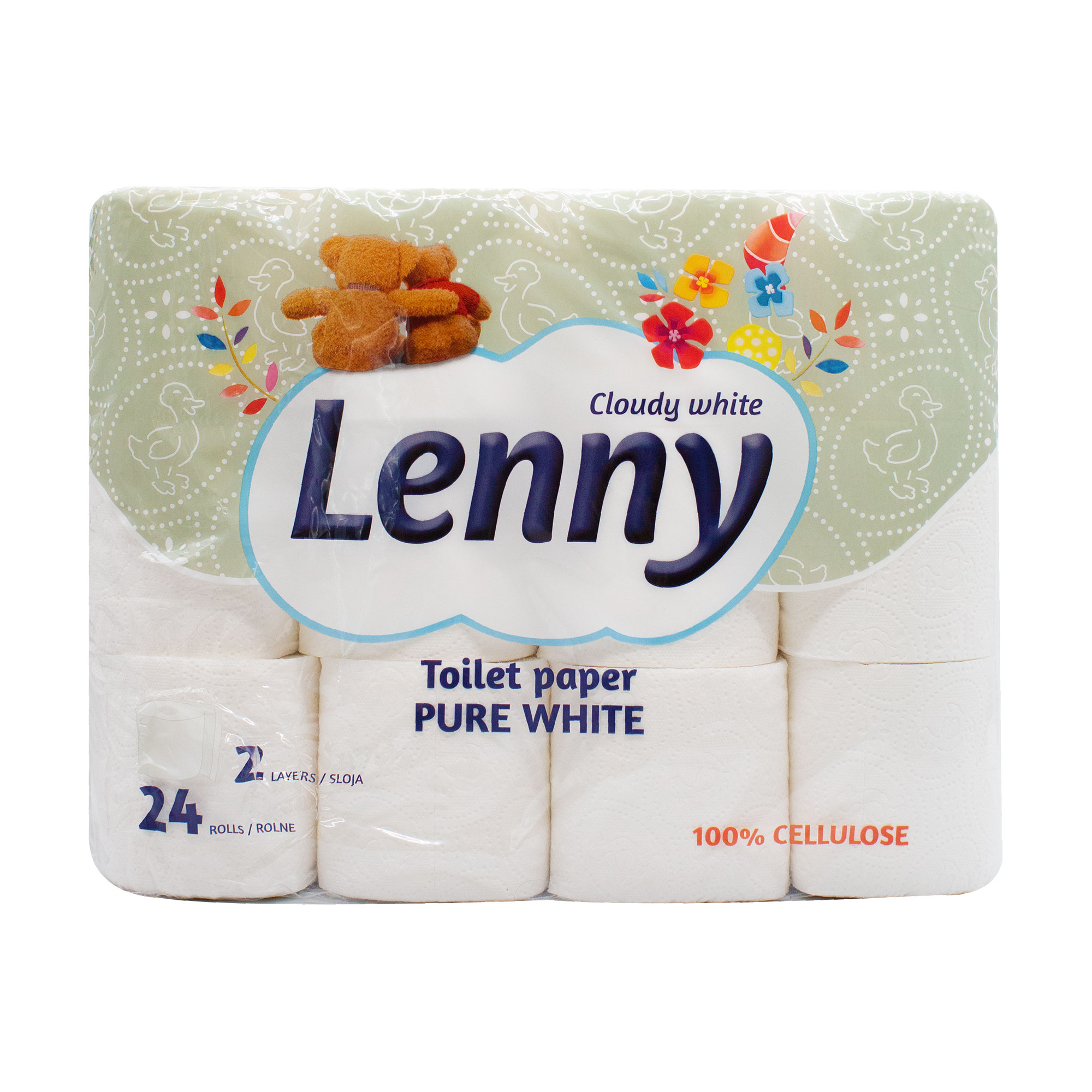 

Туалетний папір Lenny Cloudy White білий, 2-шаровий, 24 рулони