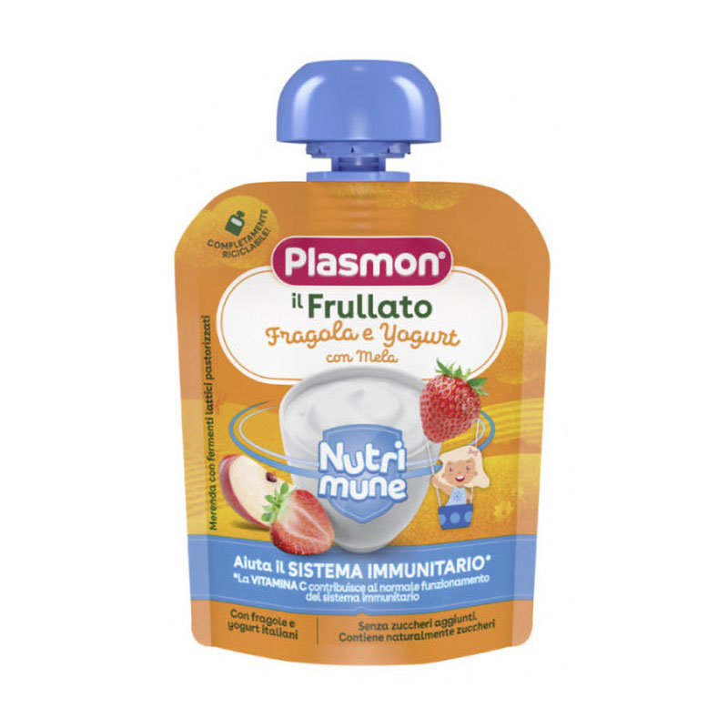 

Уцінка! Дитяче пюре Plasmon Nutrimune Яблуко, полуниця та йогурт, від 6 місяців, 85 г