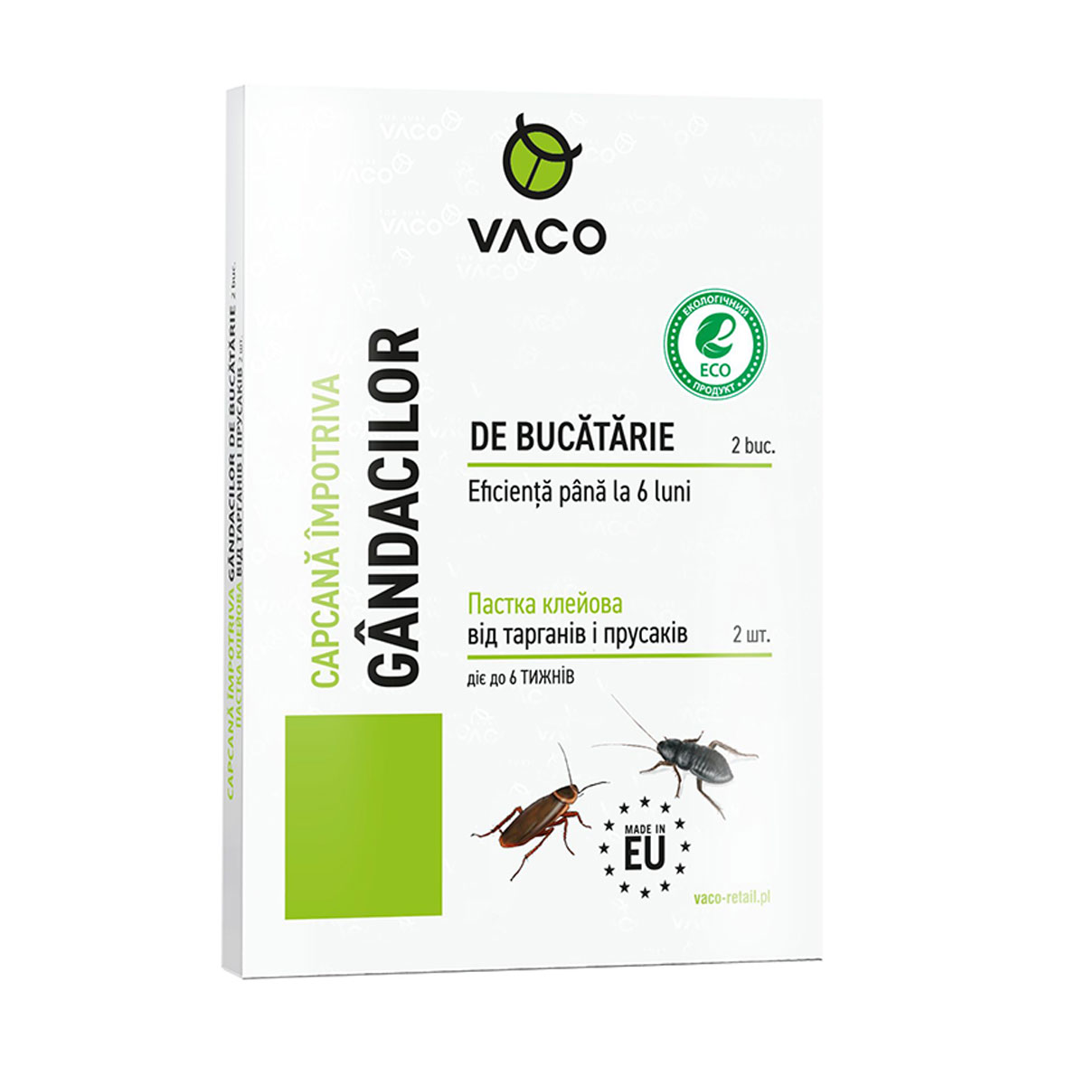 

Пастка клейова Vaco Eco від тарганів і прусаків, 2 шт
