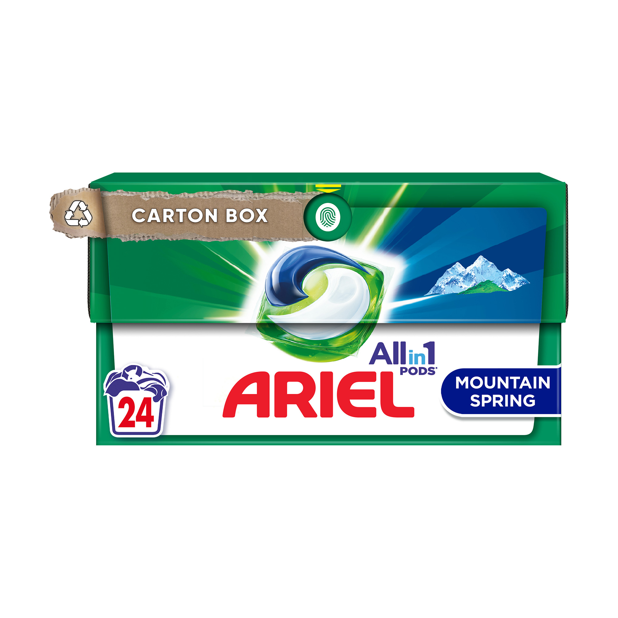 

Капсули для прання ARIEL Pods All-in-1, Гірське джерело, 24 цикли прання, 24 шт (картонна коробка)