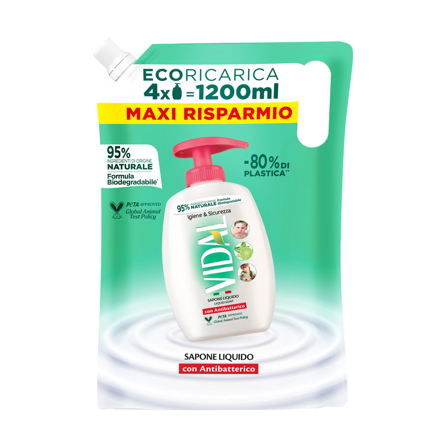 

Уцінка! Рідке мило Vidal Liquid Soap Антибактеріальне, 1.2 л (запаска)