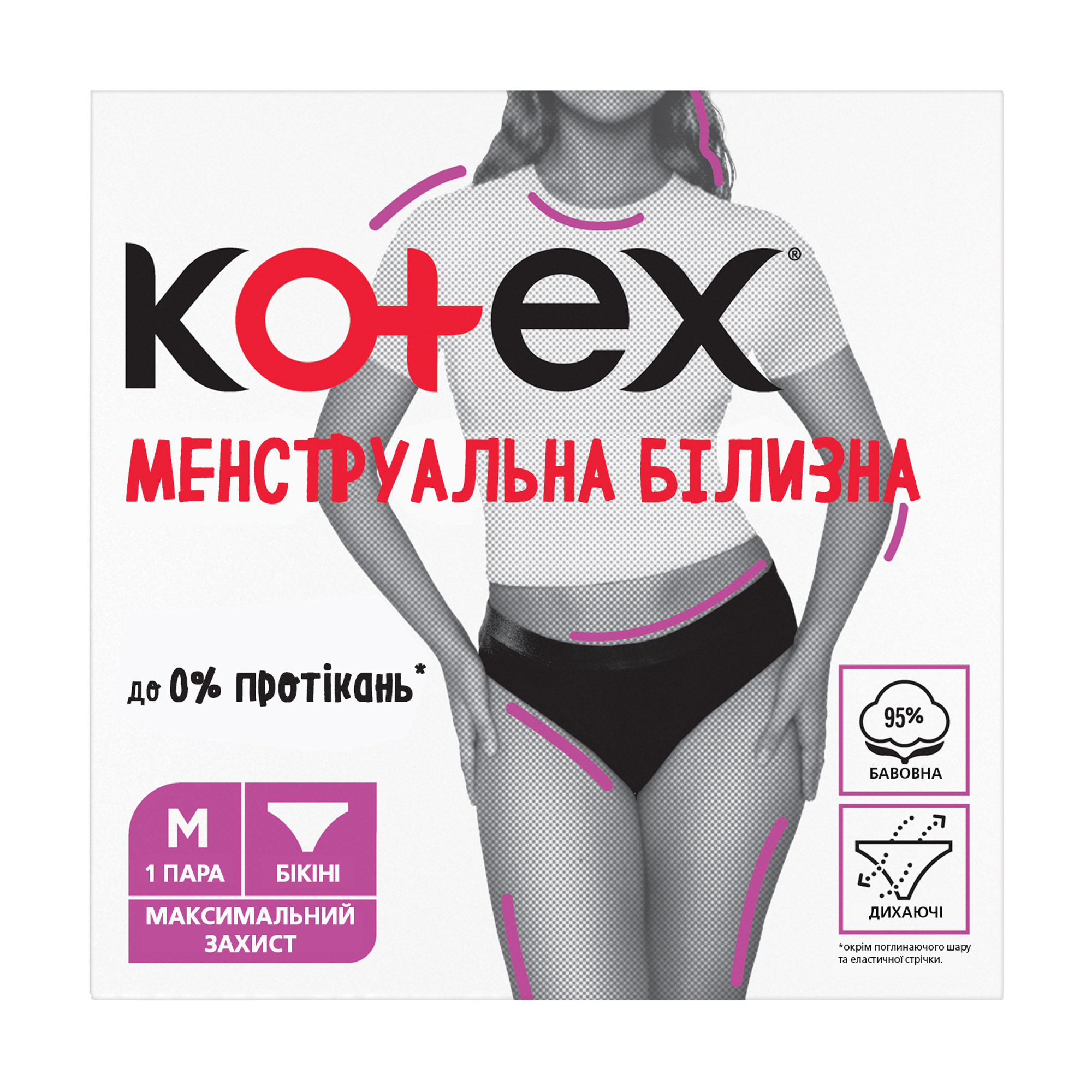 

Уцінка! Менструальна білизна Kotex розмір M, 1 шт