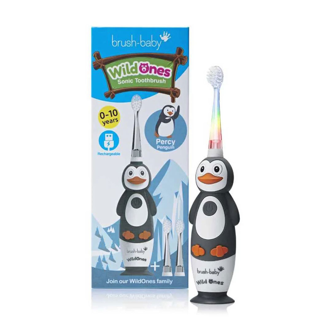 

Дитяча електрична зубна щітка Brush-Baby WildOnes Sonic Toothbrush Penguin від народження до 10 років, 1 шт