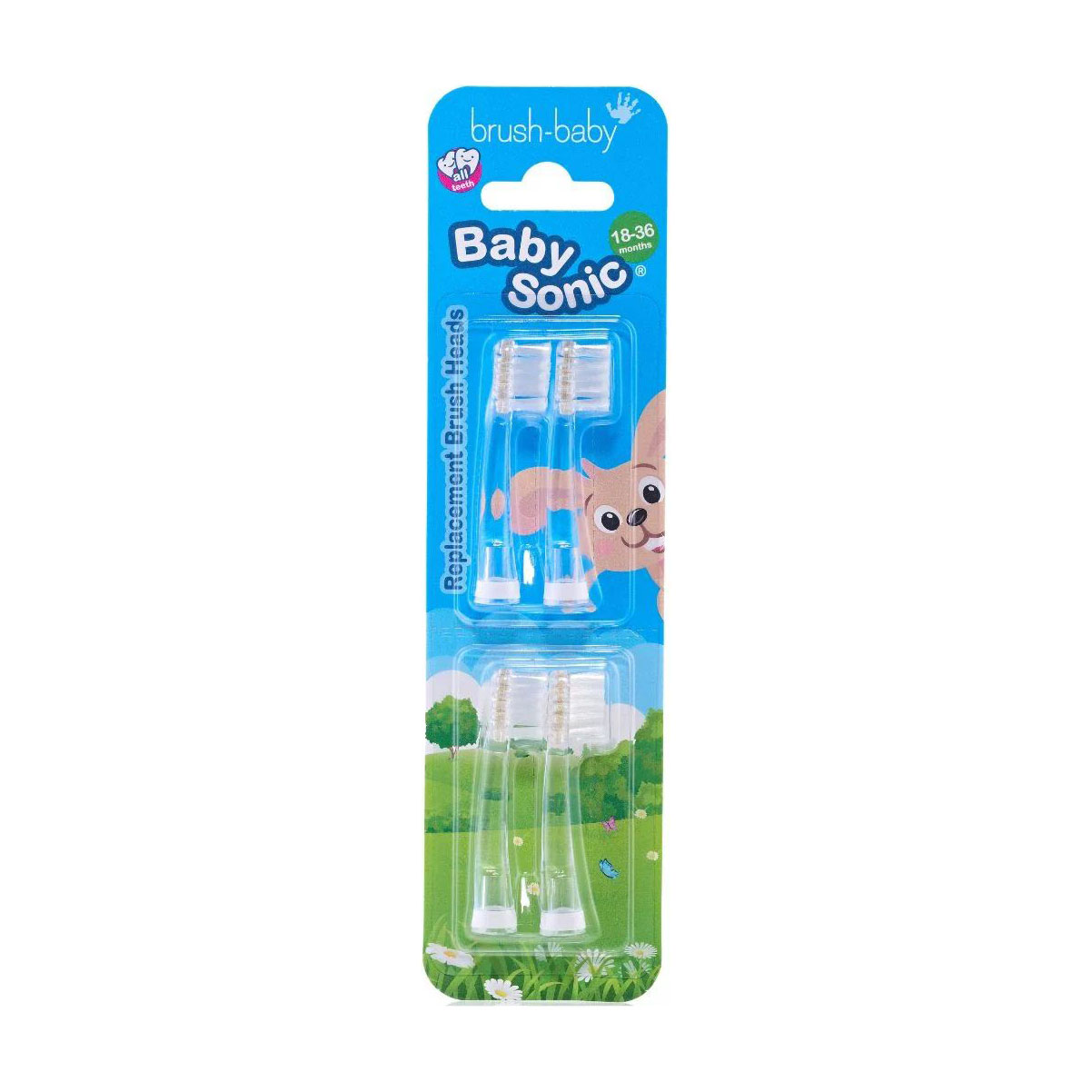 

Насадки до дитячої електричної зубної щітки Brush-Baby BabySonic Replacement Brush Heads для 1.5-3 років, 4 шт