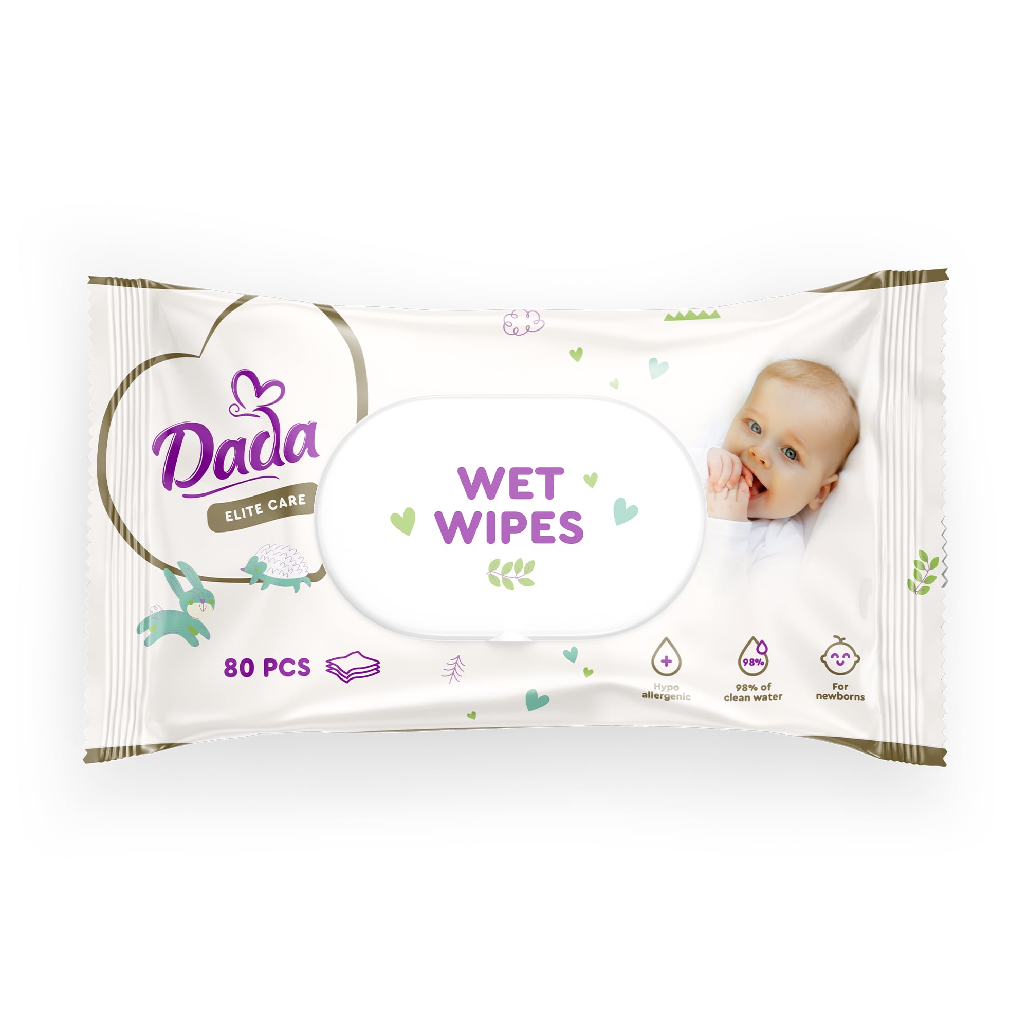 

Уцінка! Дитячі вологі серветки Dada Elite Care Wet Wipes, 80 шт