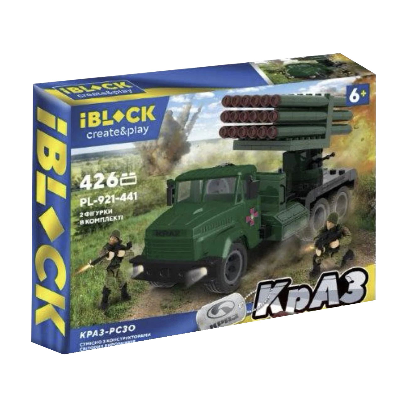 

Конструктор iBlock Create & Play Армія КрАЗ РСЗВ, 426 деталей, від 6 років, 38*6.4*28 см (PL-921-441)