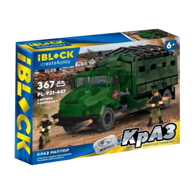 

Конструктор iBlock Create & Play Армія КрАЗ РАПТОР, 367 деталей, від 6 років, 38*6.4*28 см (PL-921-447)