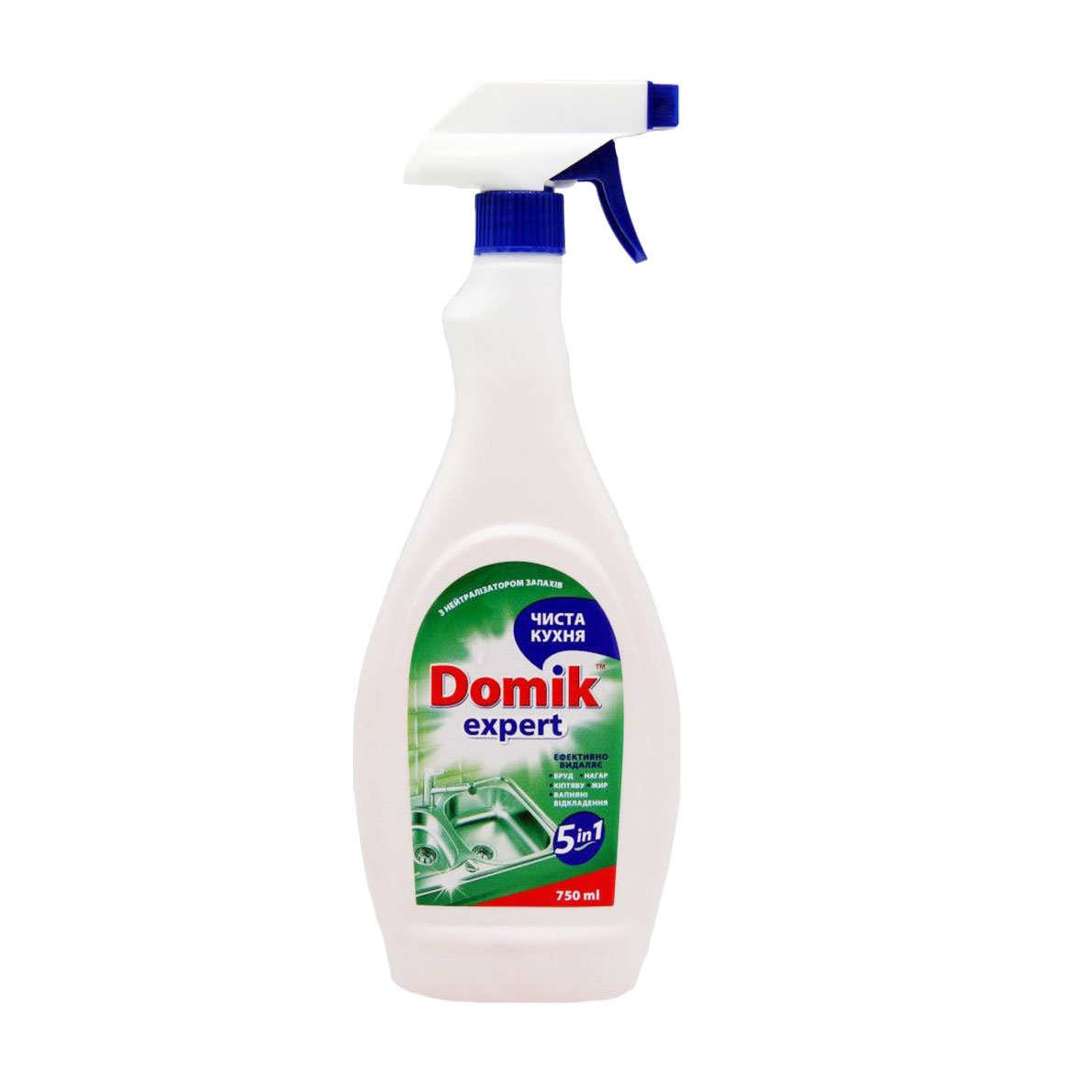 

Засіб для догляду за кухнею Domik Expert Чиста кухня 5 в 1, з нейтралізатором запахів, 750 мл
