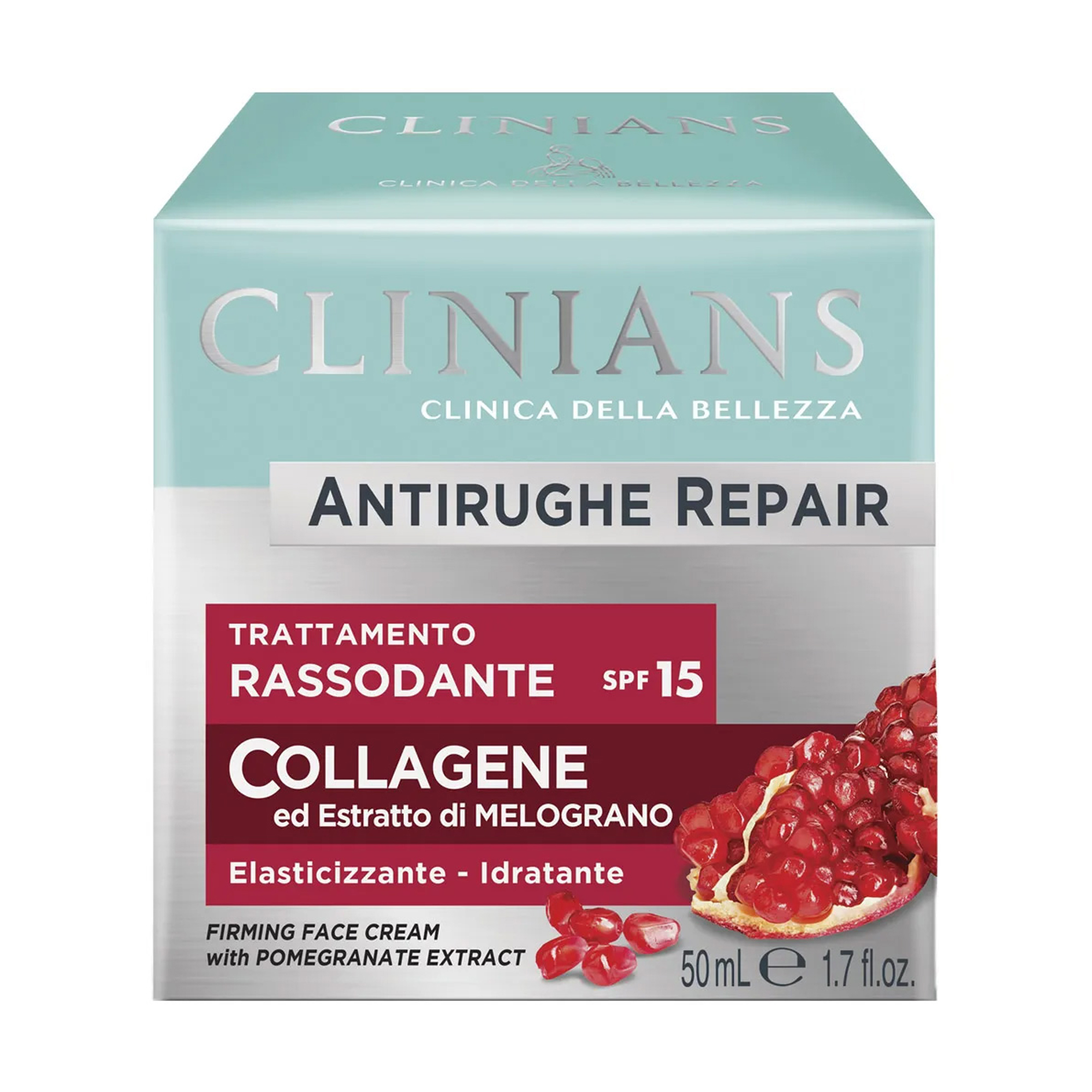 

Антивіковий крем для обличчя Clinians Antirughe Repair Firming Face Cream SPF 15 з колагеном та екстрактом граната, 50 мл