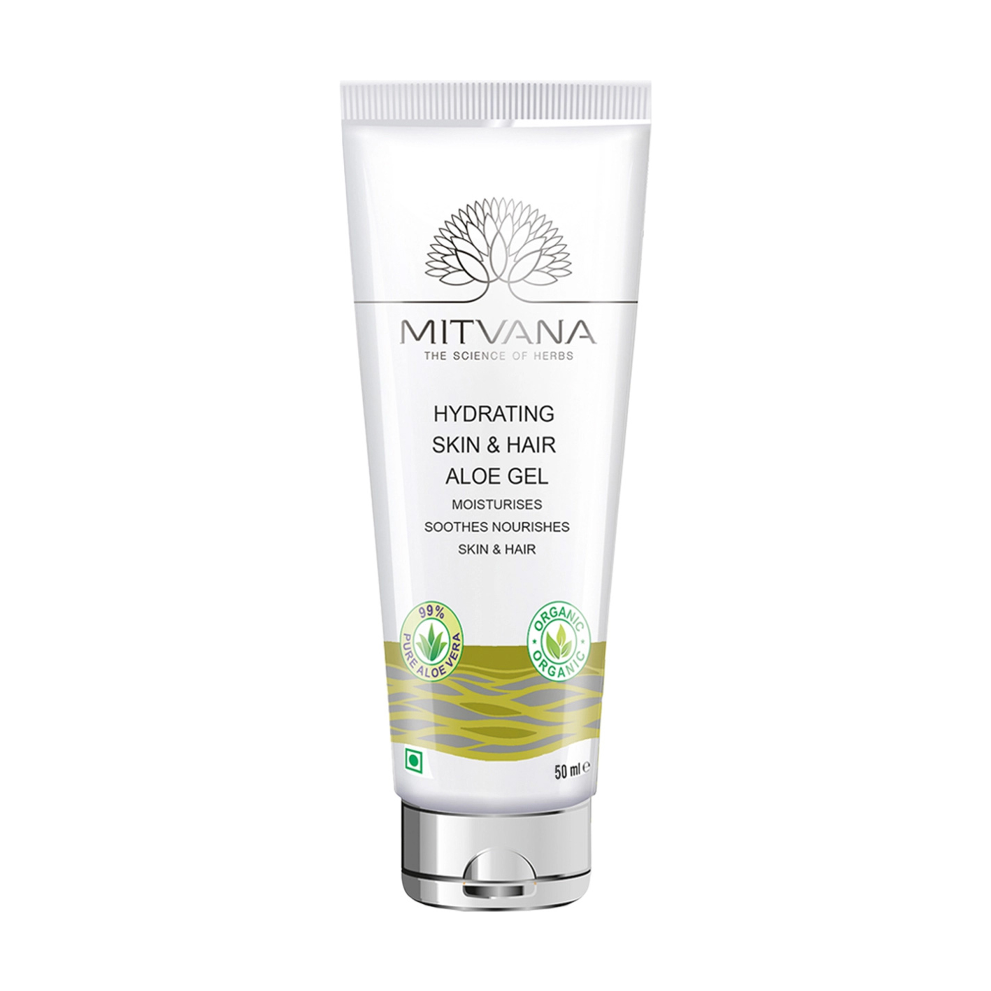 

Зволожувальний гель алое вера для обличчя, тіла та волосся Mitvana Hydrating Skin & Hair Aloe Gel, 50 мл