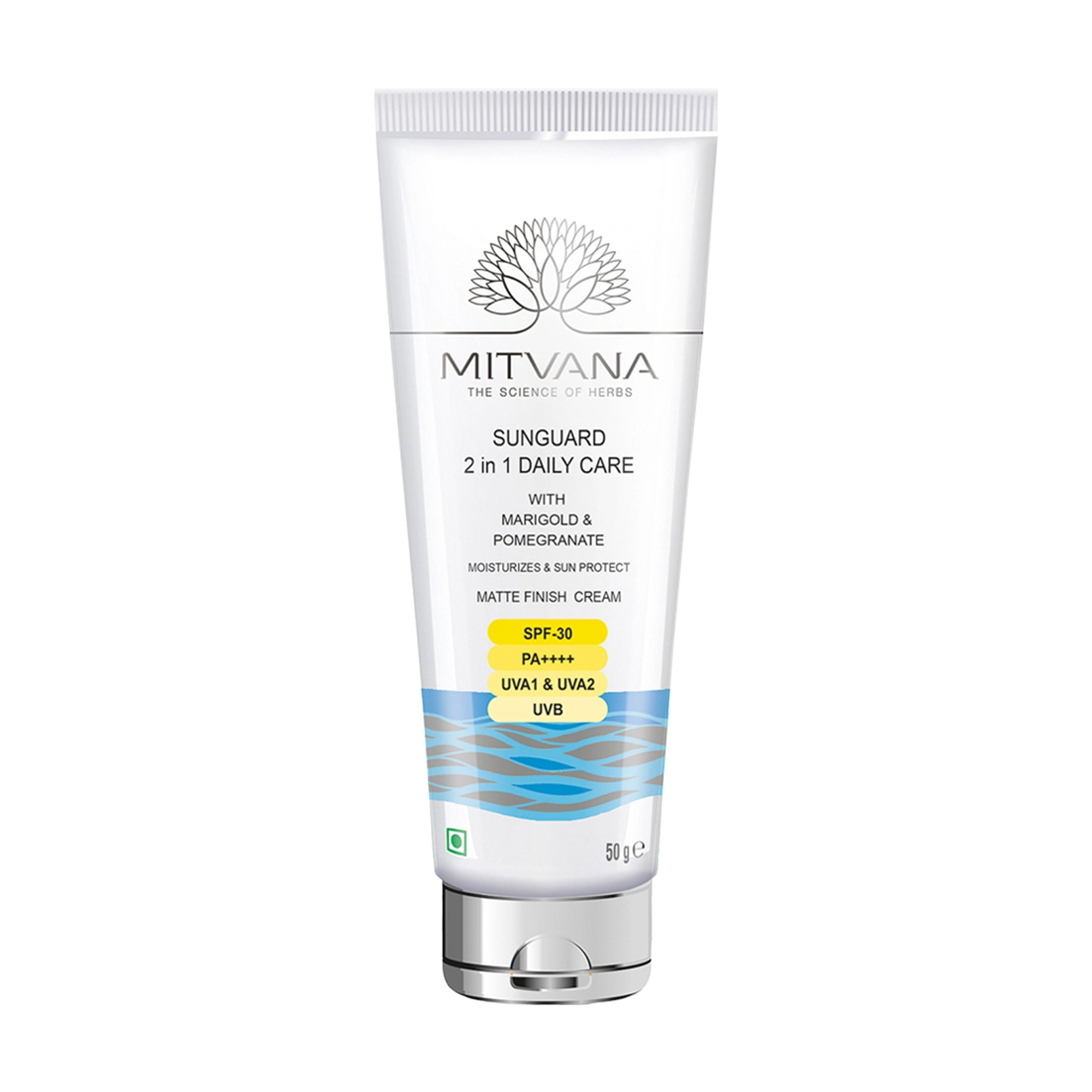

Сонцезахисний крем для обличчя Mitvana Sunguard 2 in 1 Daily Care Matte Finish Cream, SPF 30 PA++++, 50 г
