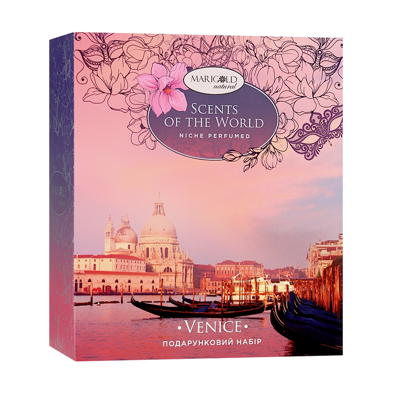 

Уцінка! Подарунковий набір Marigold Natural Scents Of The World Venice (гель для душу, 250 мл + лосьйон для тіла, 250 мл)