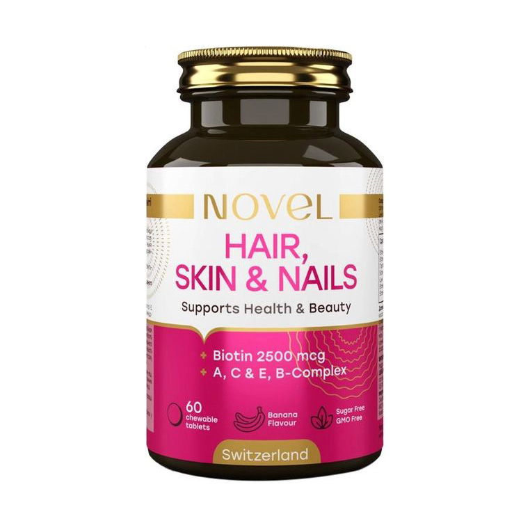 

Комплекс Волосся, шкіра та нігті Novel Hair, Skin & Nails, 60 жувальних таблеток