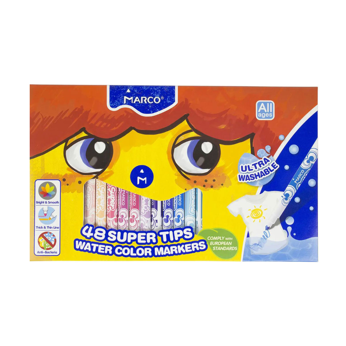 

Набір водяних фломастерів Marco Ultra Washable, 48 кольорів (1630-48СВ)