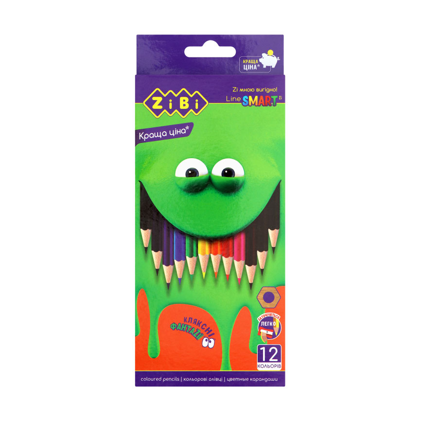 

Набір кольорових олівців ZiBi Smart Line, 12 кольорів (ZB-2424)