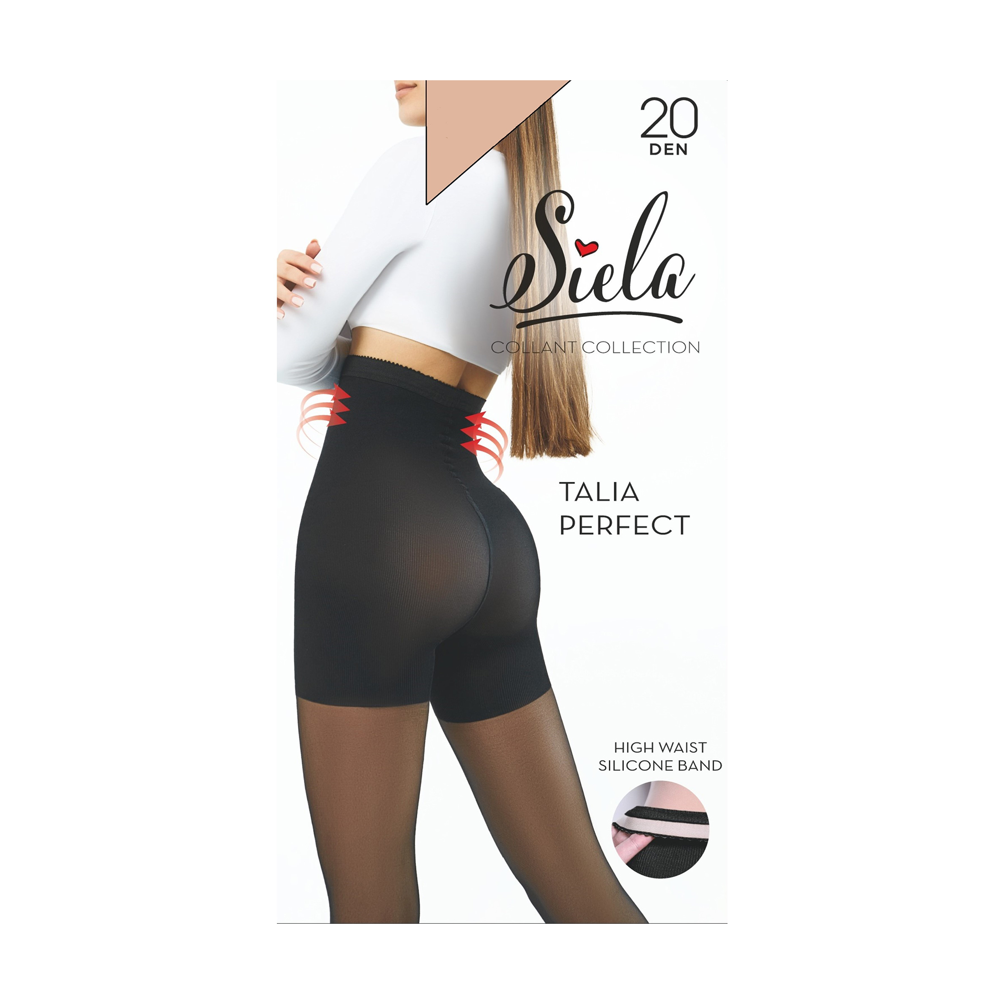 Колготки жіночі Siela Talia Perfect з високою талією та моделювальними шортиками, 20 DEN, Daino, розмір 2