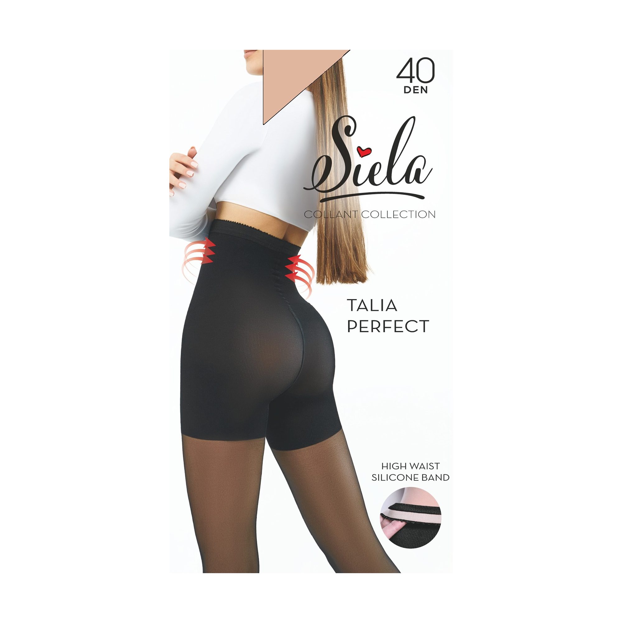 

Колготки жіночі Siela Talia Perfect з високою талією та моделювальними шортиками, 40 DEN, Daino, розмір 4