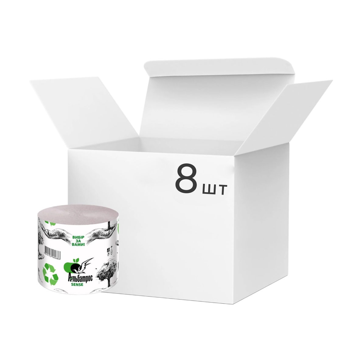 

Туалетний папір Альбатрос Вибір за Вами! макулатурний, з тисненням, сірий, 1-шаровий, 8 рулонів