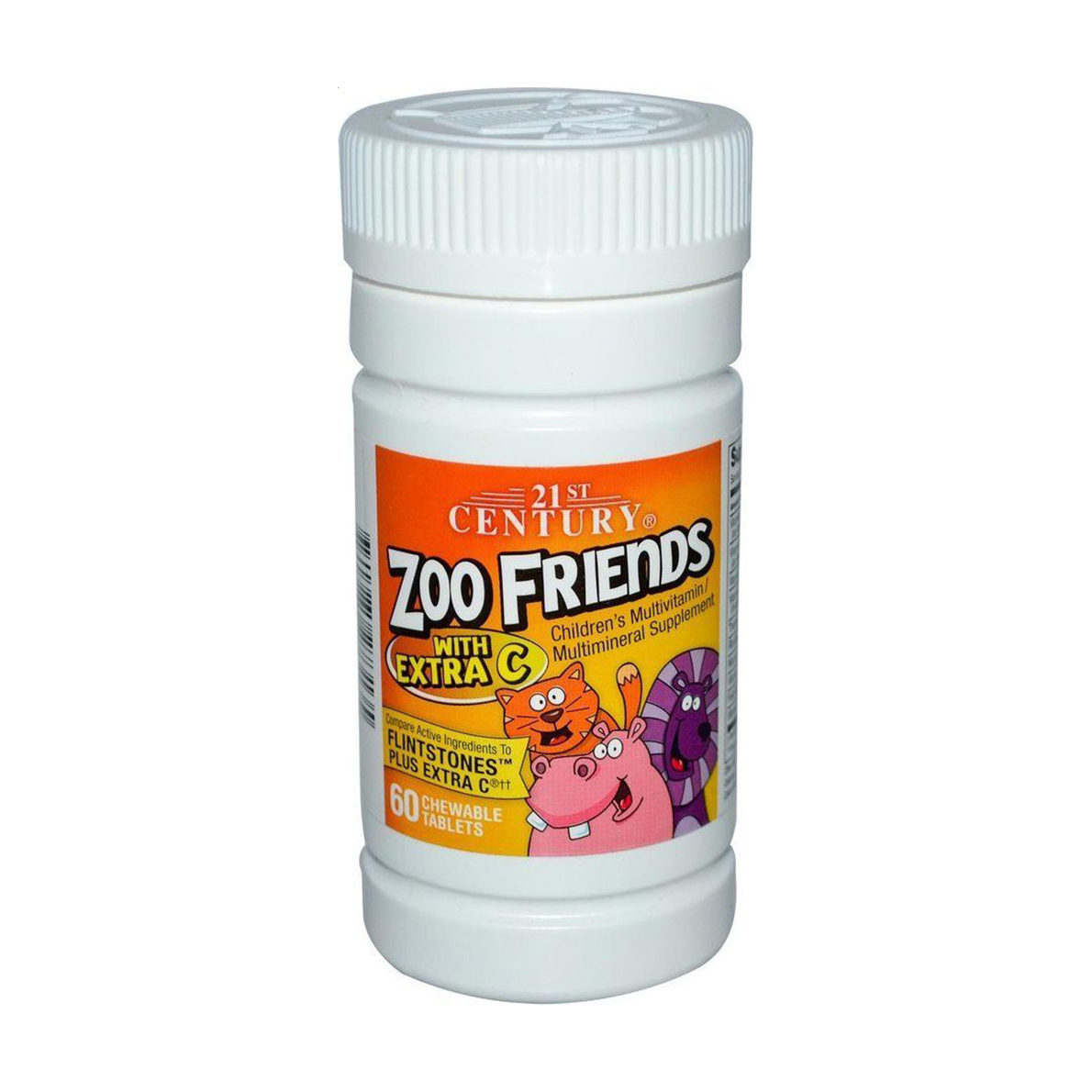 

Мультивітаміни для дітей 21st Century Zoo Friends With Extra C, 60 жувальних таблеток