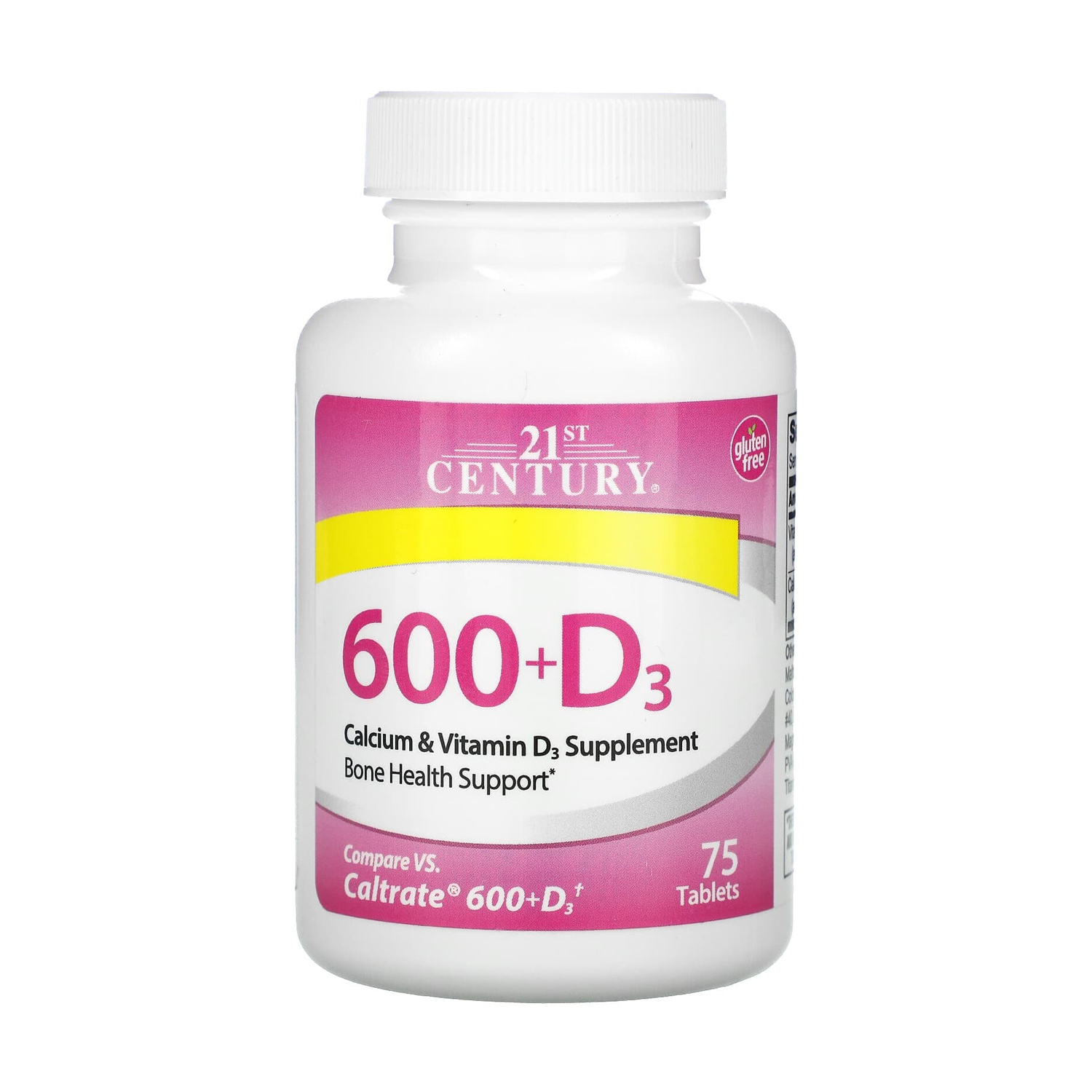 

Кальцій 21st Century Calcium 600 + D3, 75 таблеток