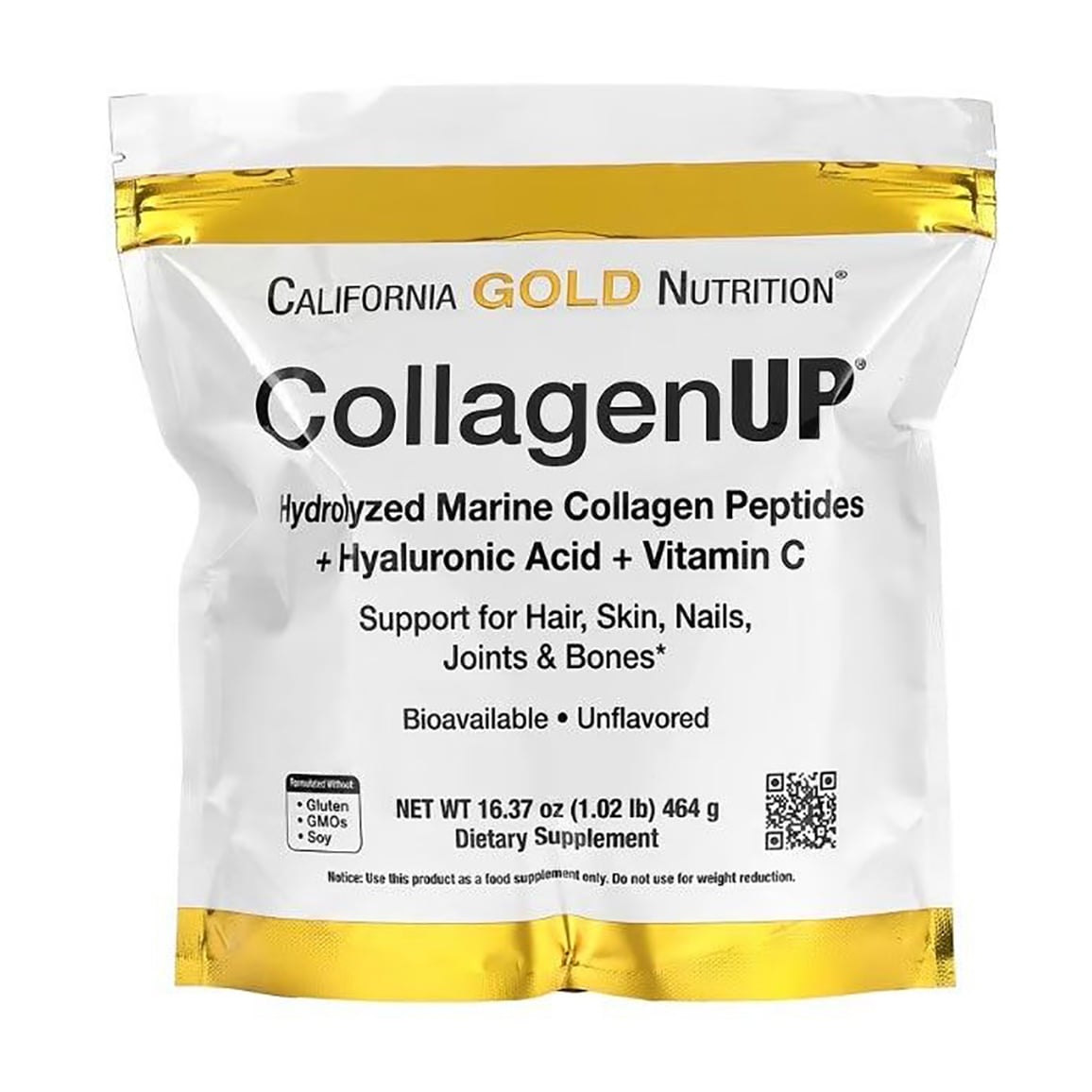 

Колаген з гіалуроновою кислотою та вітаміном C California Gold Nutrition Collagen Up в порошку, 464 г