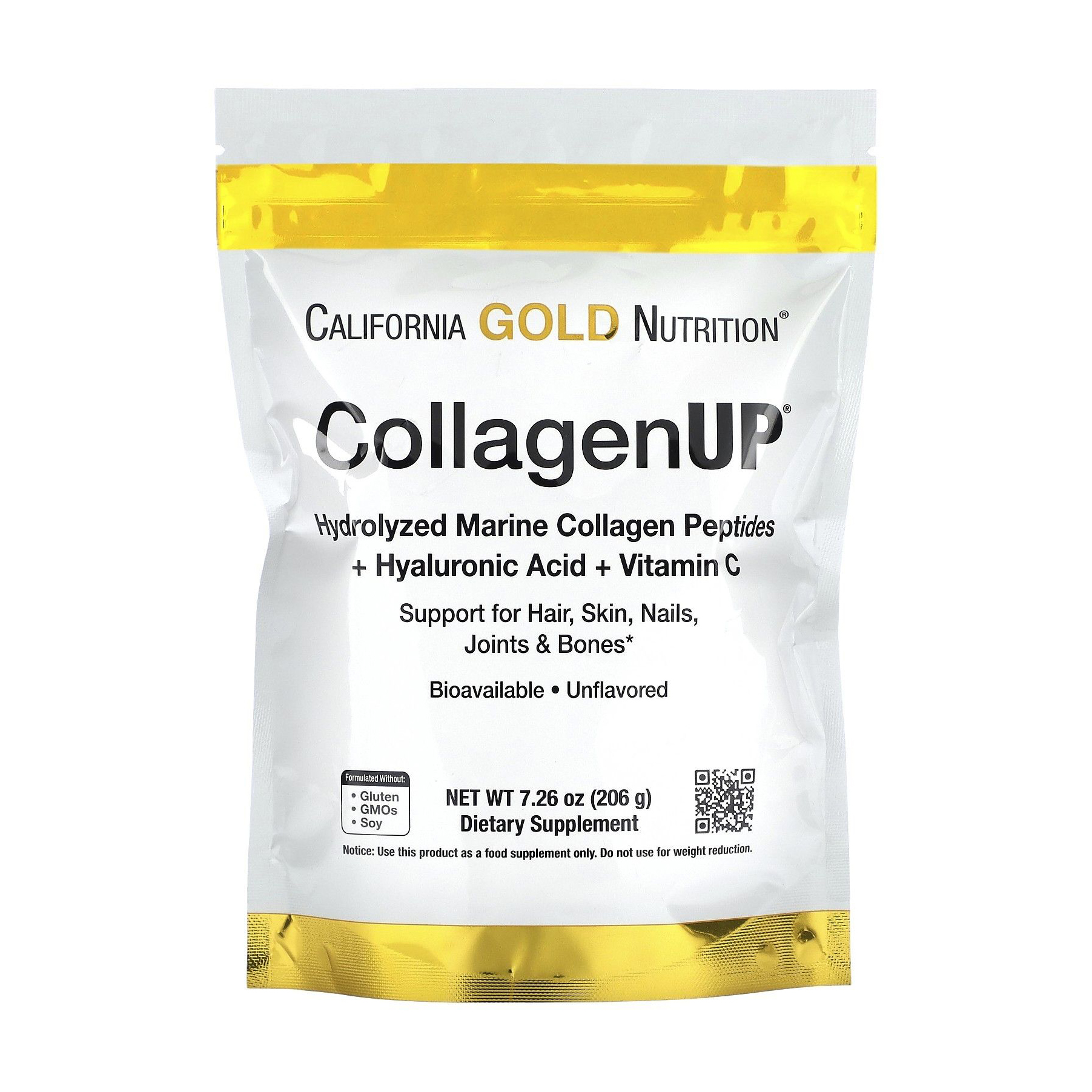 

Колаген з гіалуроновою кислотою та вітаміном C California Gold Nutrition Collagen Up в порошку, 206 г