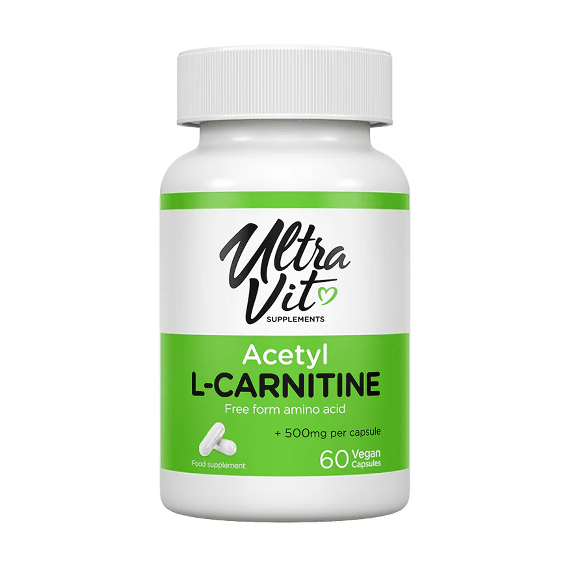 

Ацетил L-Карнітин UltraVit Acetyl L-Carnitine 500 мг, 60 веганських капсул