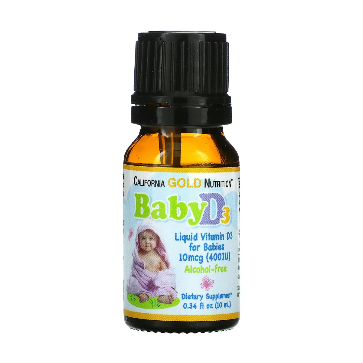 

Дитячий вітамін Д3 California Gold Nutrition Baby D3 10 мкг (400 МО), в краплях, 10 мл
