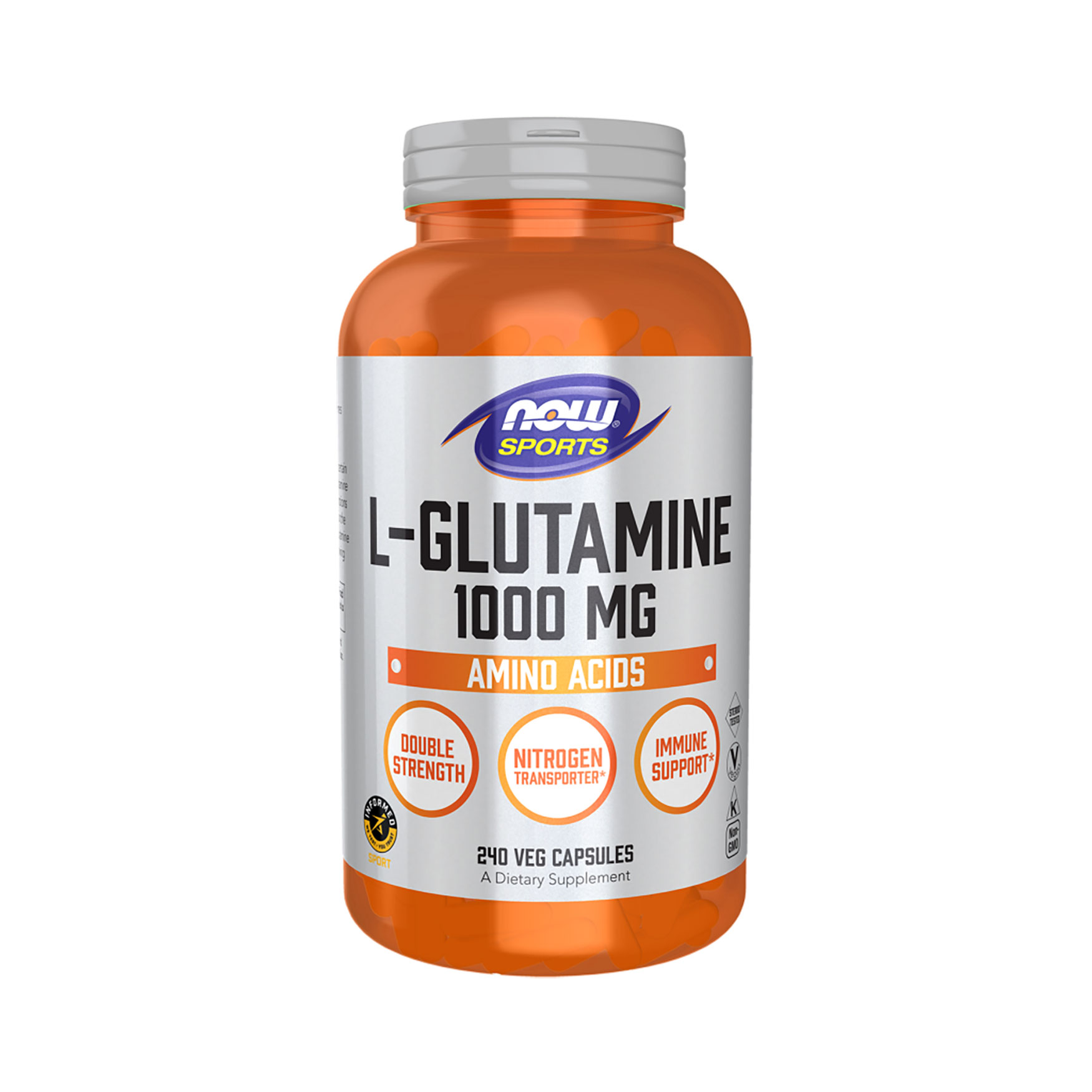 

L-Глютамін NOW foods Sports L-Glutamine 1000 мг, 240 капсул