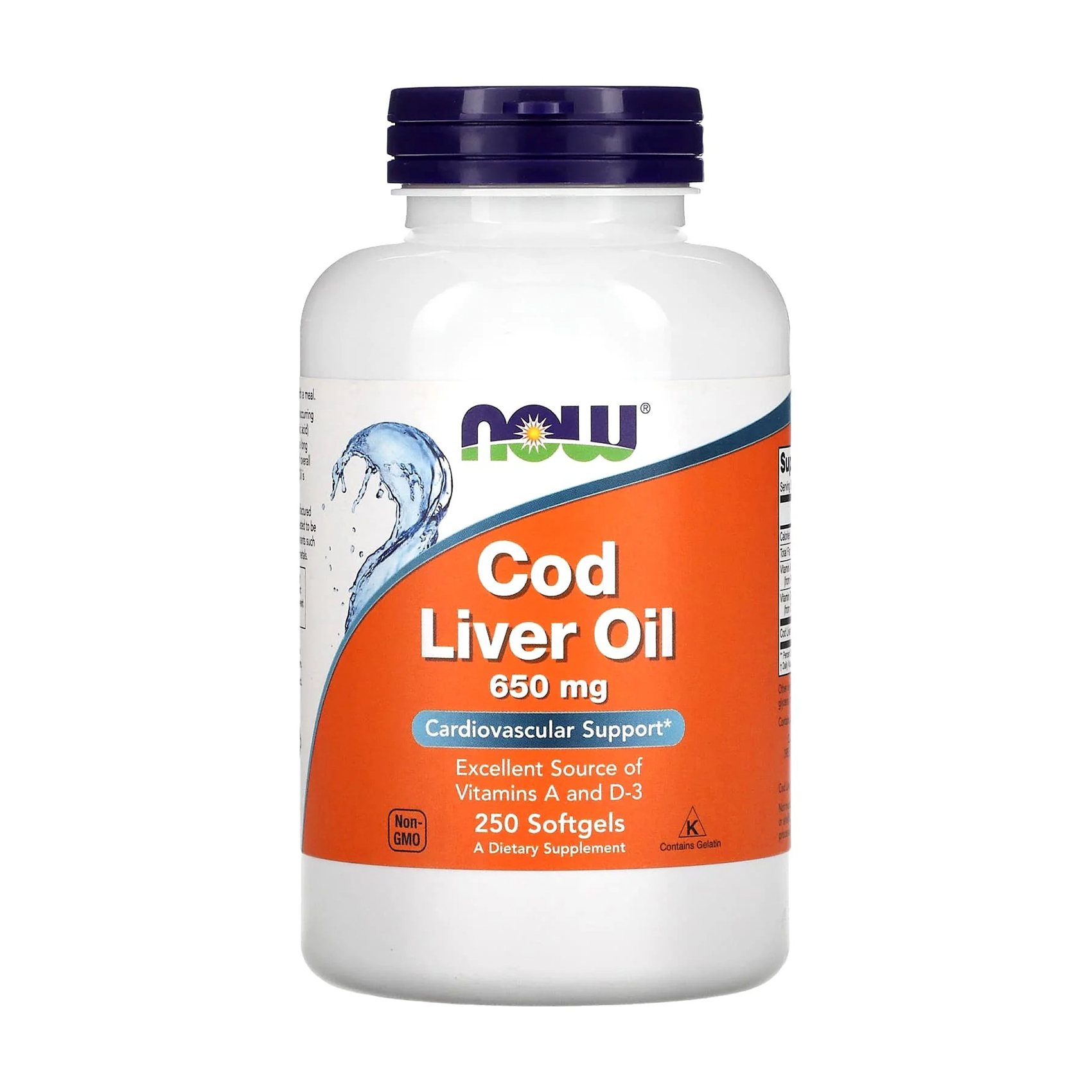 

Олія печінки тріски NOW foods Cod Liver Oil 650 мг, 250 капсул