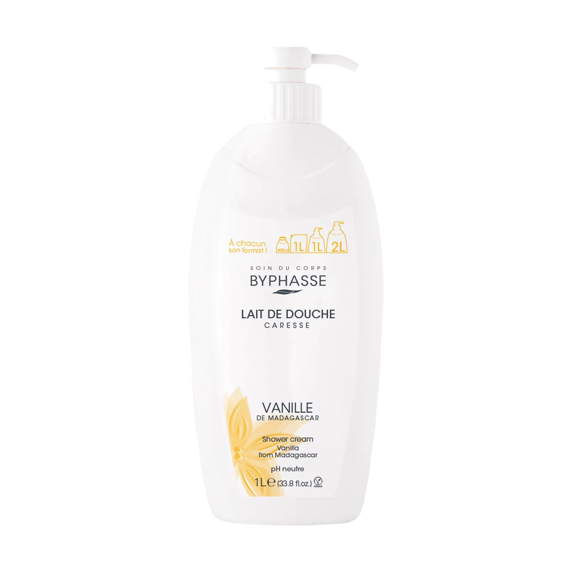 Крем-гель для душу Byphasse Caresse Shower Cream Квіти ванілі, 1 л