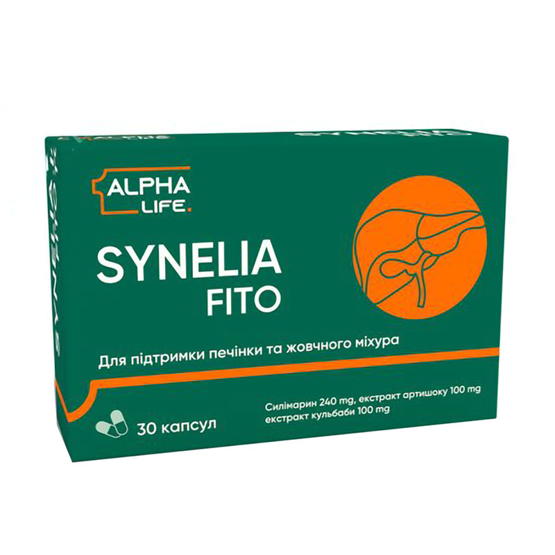 

Синелія фіто Alpha Life Synelia Fito для підтримки печінки та жовчного міхура, 30 капсул