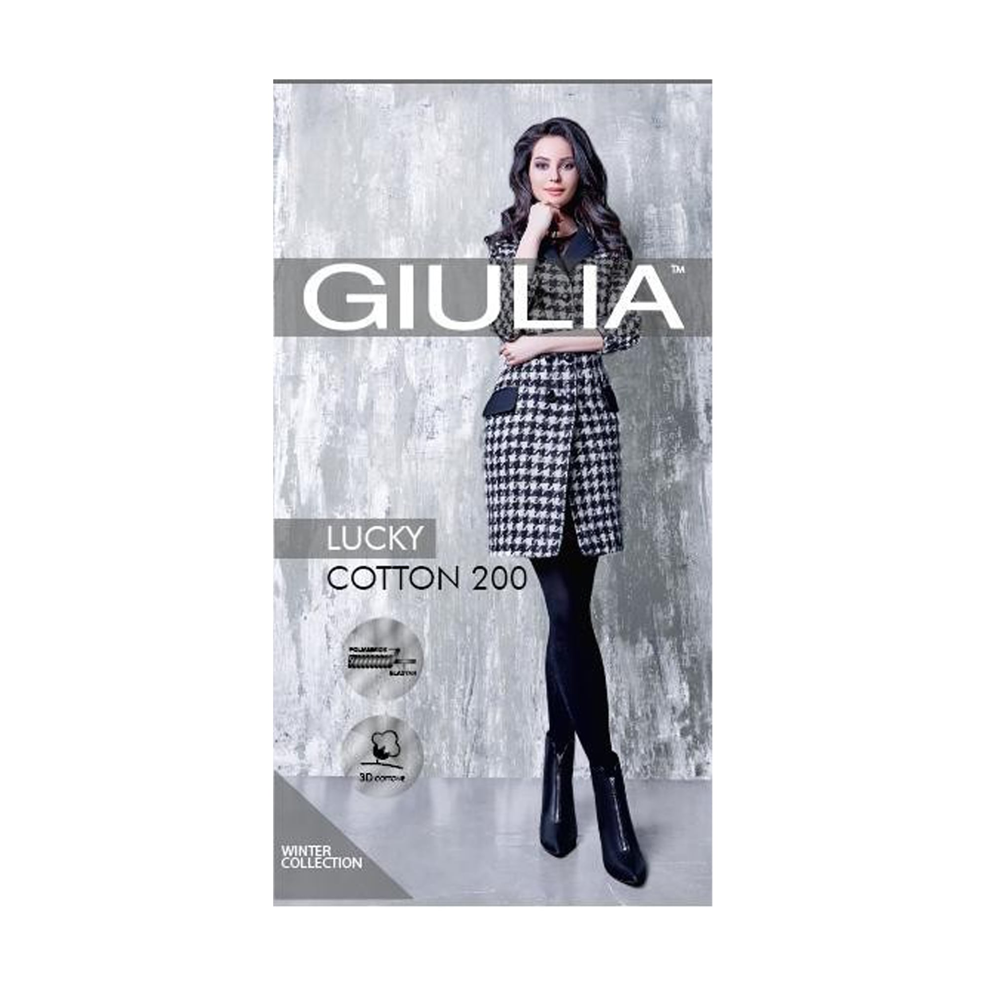 

Колготки жіночі Giulia Winter Collection Lucky Cotton 200 DEN, Black Iris, розмір 5