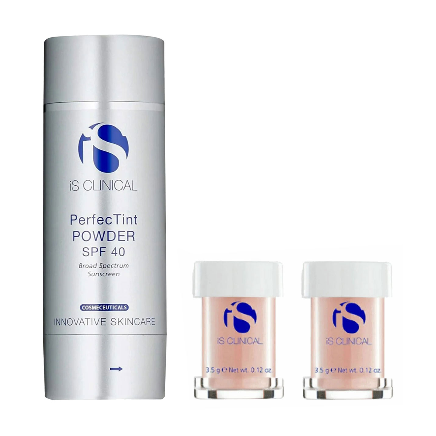 

Уцінка! Сонцезахисна пудра для обличчя iS Clinical PerfecTint Powder, SPF 40, Beige (змінний катридж, 2*3.5 г + пензель)