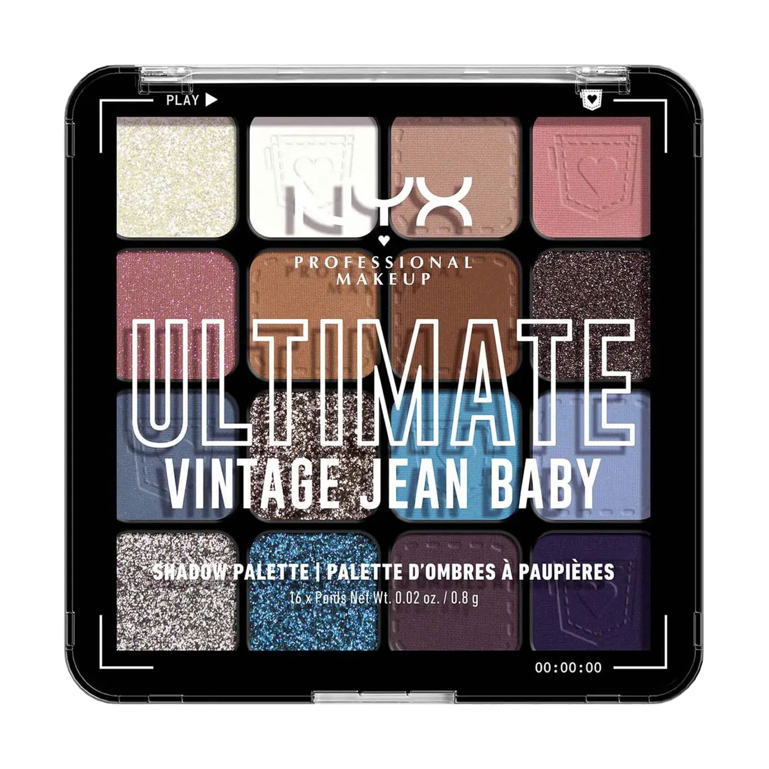 

Палетка тіней для повік NYX Professional Makeup Ultimate Shadow Palette, 16 відтінків, Vintage Jean Baby, 12.8 г