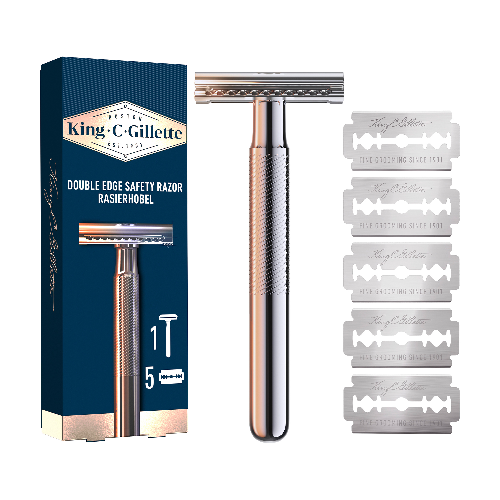 

Станок для гоління чоловічий (безпечна бритва) King C. Gillette з 5 змінними лезами