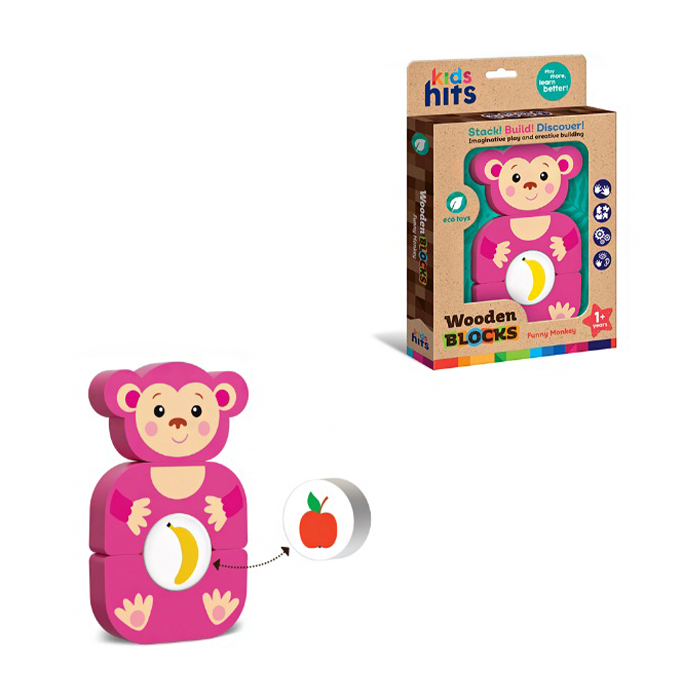 

Іграшка дерев'яна Kids Hits Funny Monkey від 1 року, 18.5*27.9*3 см (KH20/002)